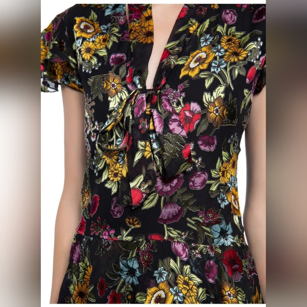 Alice + Olivia Moore Ruffle Tiered Floral Dress Size 6 - Picture 8 of 15